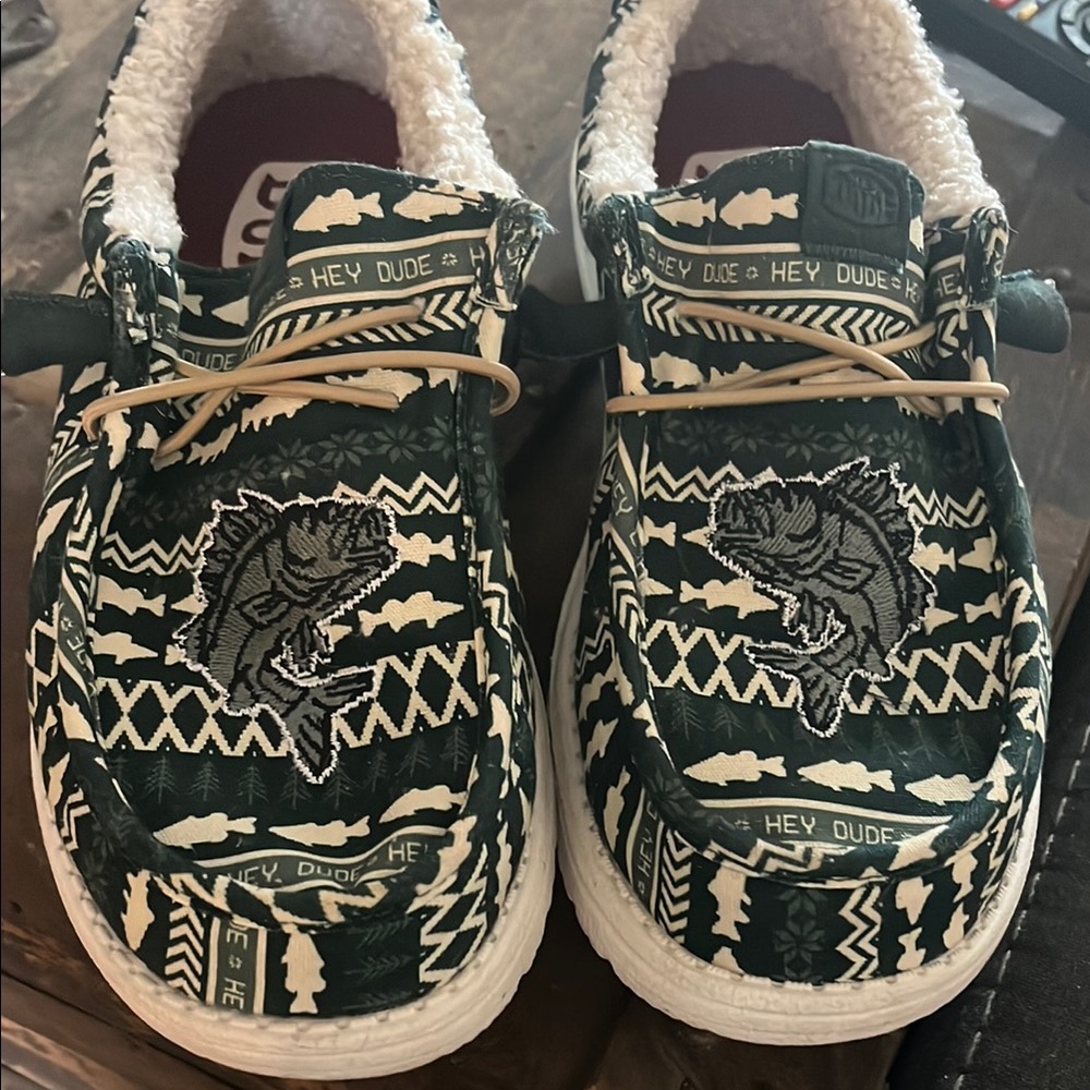 Hey Dude Green Patterned Shoes